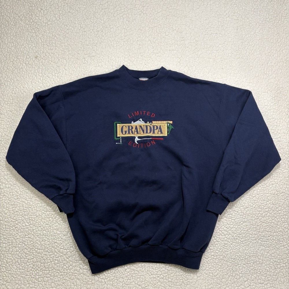 VTG Limited Edition Grandpa Embroidered Sweatshirt Men's L Tools Graphic Dadcore
